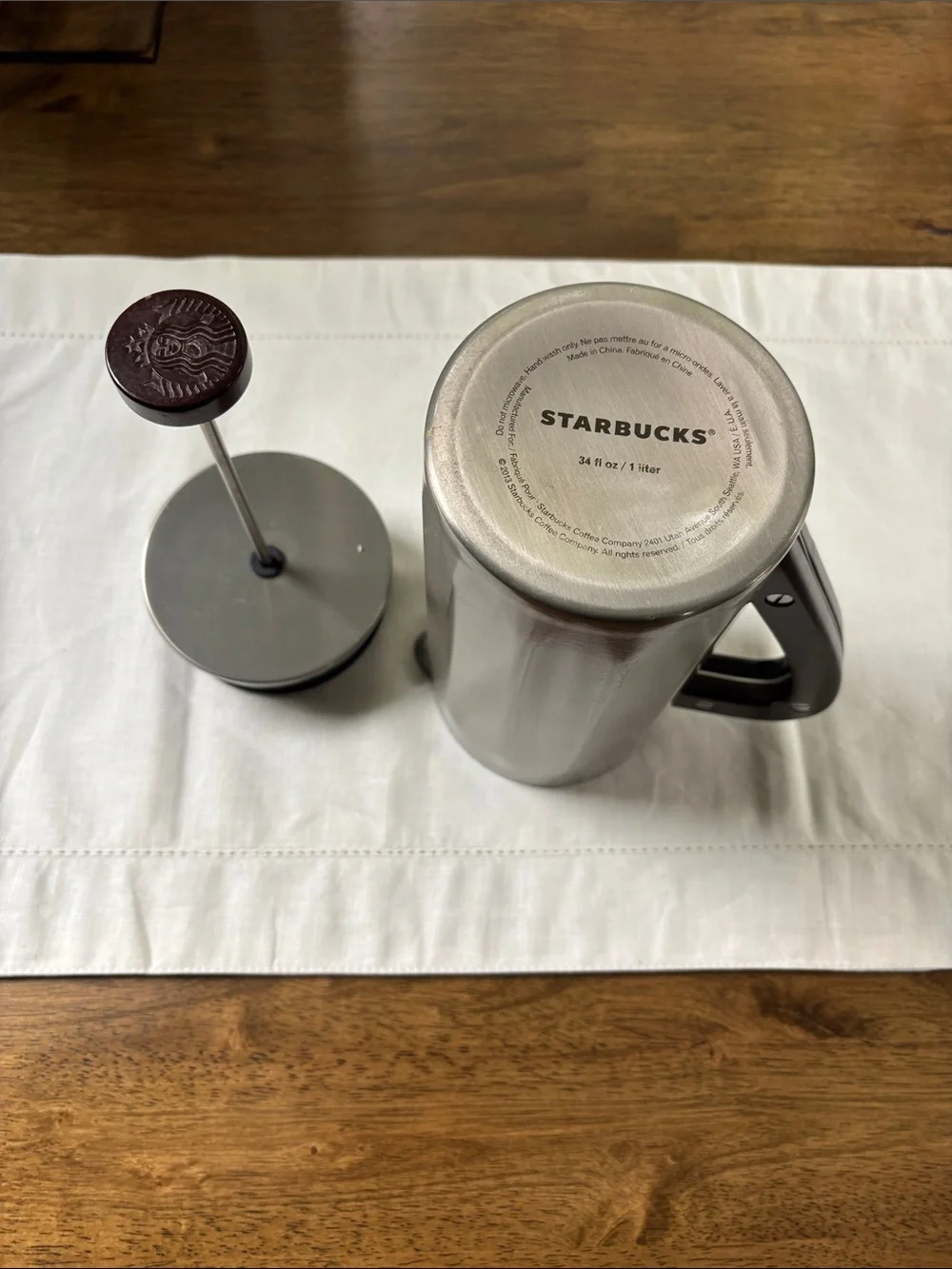 Starbucks Stainless Steel Coffee Press with Black Handle